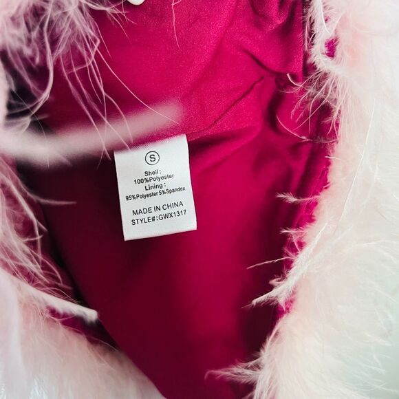 FASHION NOVA She's The One Tweed Mini Dress w/ Feather Hem in Magenta Size S - Picture 7 of 7